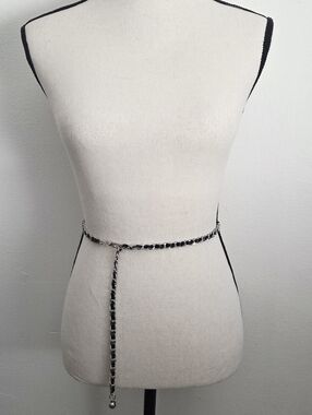 Silver and black chain belt